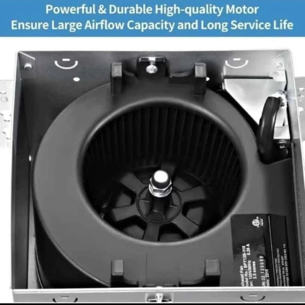 Bathroom Exhaust Fan 110 CFM Quiet Ceiling Ventilation 4 Inch Duct 107 Sq Ft